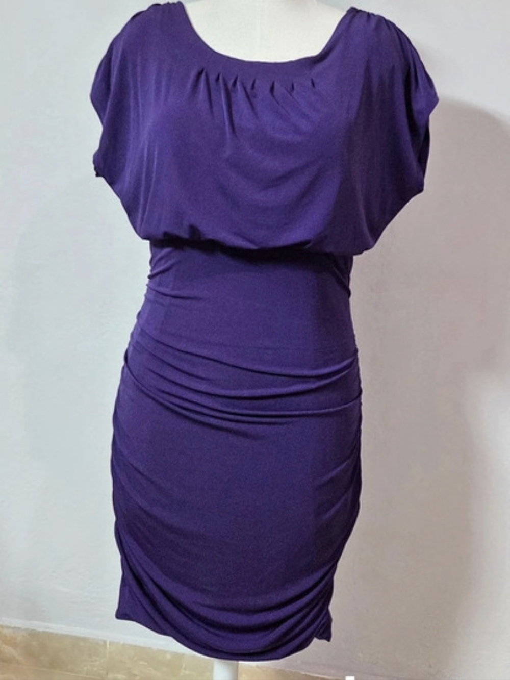 Carole Little Ruched Purple Midi Dress Size 10 Like New